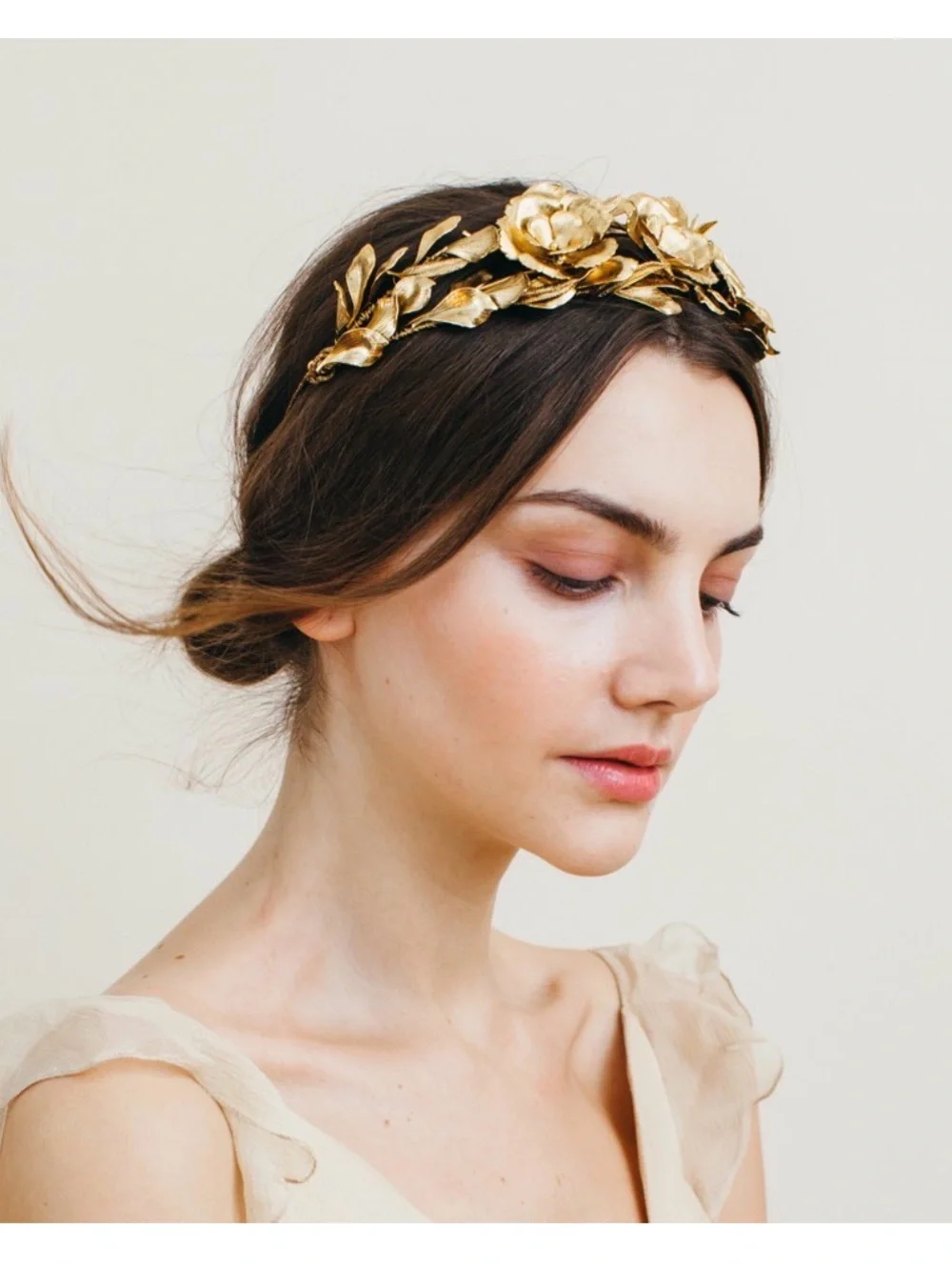 Jennifer Behr Gold Floral Crown Headband